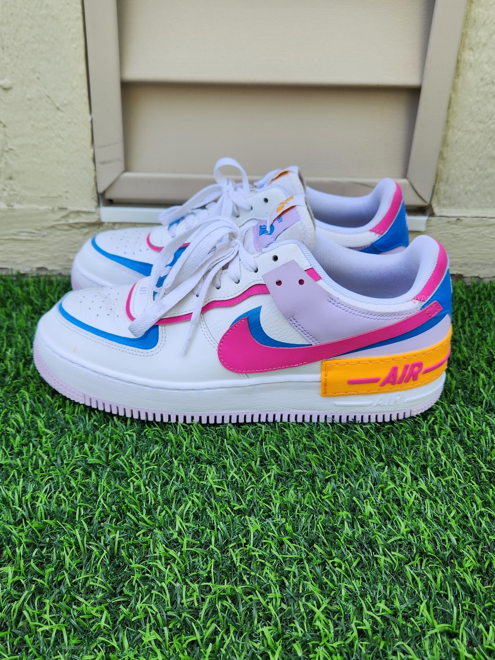Nike Air Force 1 Shadow 90s Multi-Color White Photo Blue Alchemy Pink HF5064-100 - Picture 2 of 6